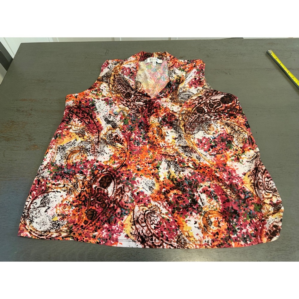 Jones Studio Separates Womens 1X Sleeveless Blouse Abstract Paisley Multi-Color